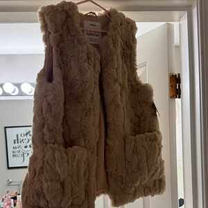 Zara Girls Tan Faux Fur Vest